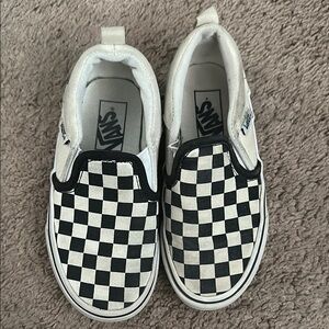 Vans Kids Checkered Slip-On Shoes - Black and White